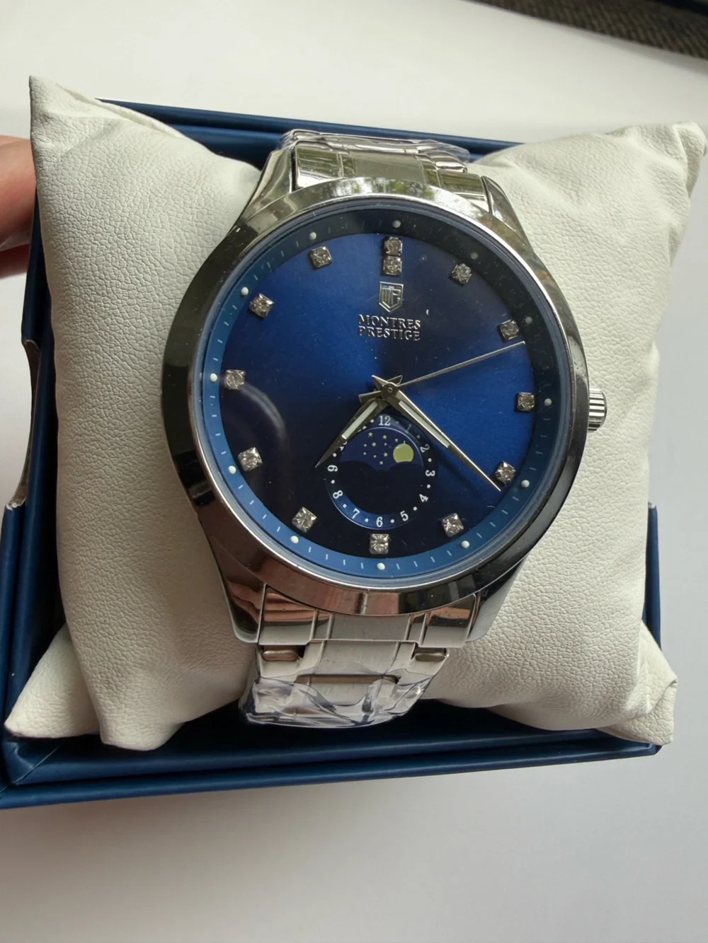 NEW Invicta x Montres Prestige MPW-0375 42mm Blue Dial Moonphase Silver Watch